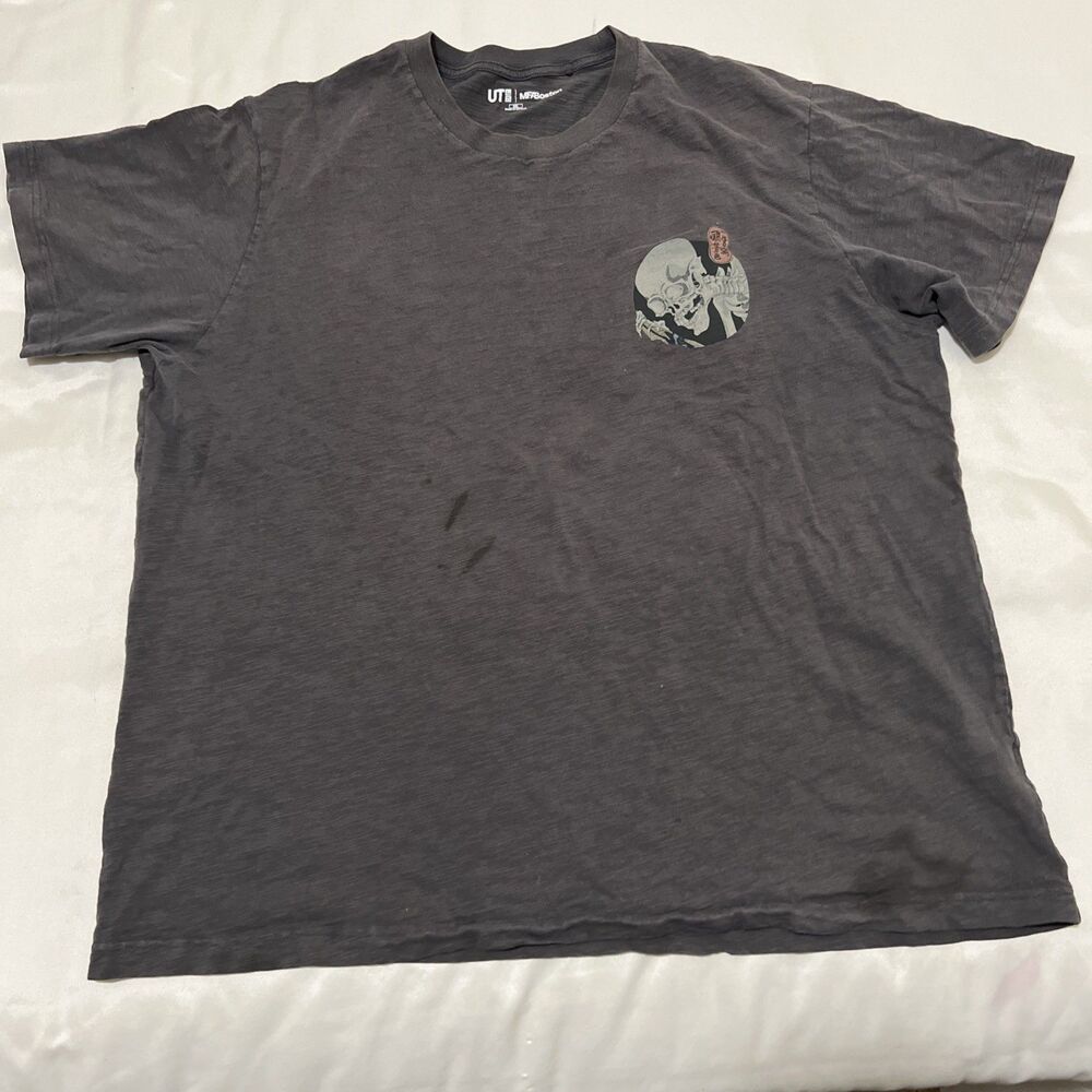 UNIQLO UT Edo Ukiyo-e Japanese Pattern Utagawa Kuniyoshi Skull T-Shirt XXL Gray - Picture 2 of 9